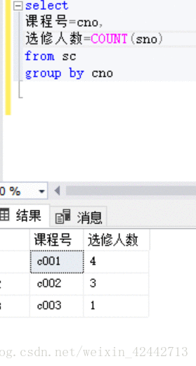 《SQL service基础（二）对数据指定列查询、条件查询、查询结果排序、聚集函数查询、分组统计查询》