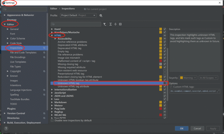 webstorm取消vue标签的高亮状态