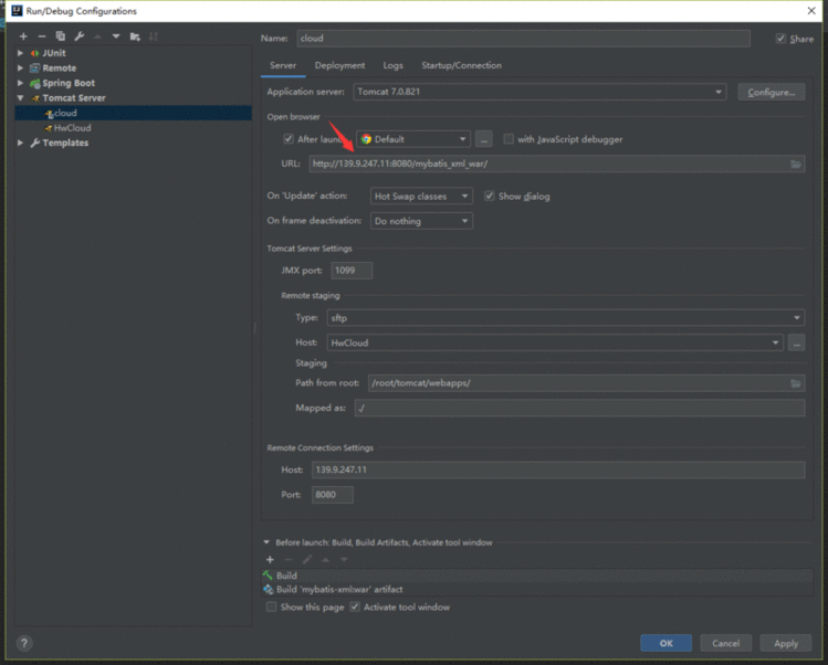 《IDEA部署war包到远程tomcat并实现debug》