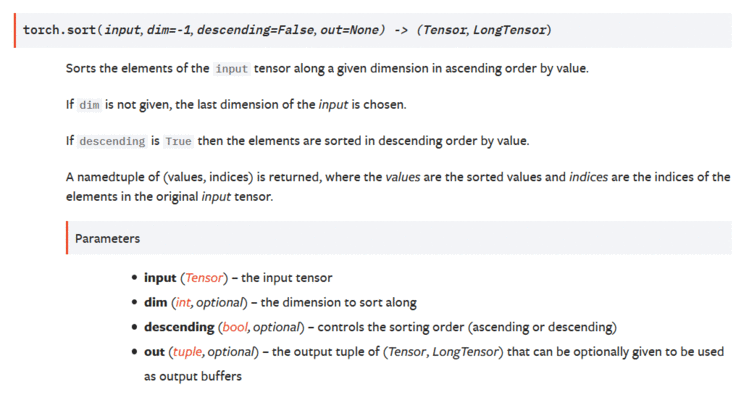 torch.sort()的使用举例