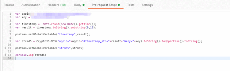 postman获得时间戳和md5加密的方法