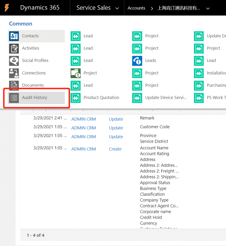 Dynamics CRM 在表单上显示更改历史记录（审核历史记录）