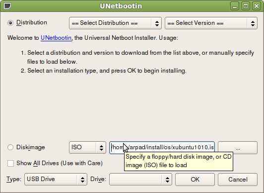 UNetbootin制作u盘启动安装 ubuntu11.04