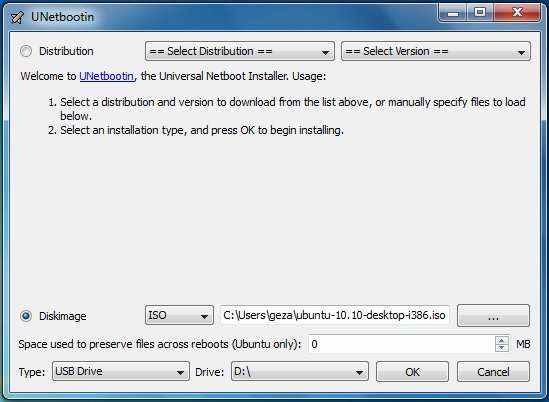 UNetbootin制作u盘启动安装 ubuntu11.04